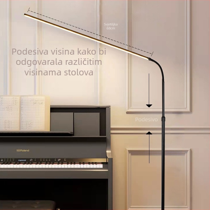 Podna lampa s zaštitom očiju i podesivom jačinom rasvjete, za dječju sobu, idealna za čitanje i učenje, visina 120–160 cm.