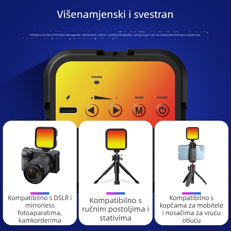 Svjetlo za nadopunu s zaštitom očiju, podesivo mini Bluetooth svjetlo za fotografiju i prijenos uživo ljepote, držač za telefon sa klipsom