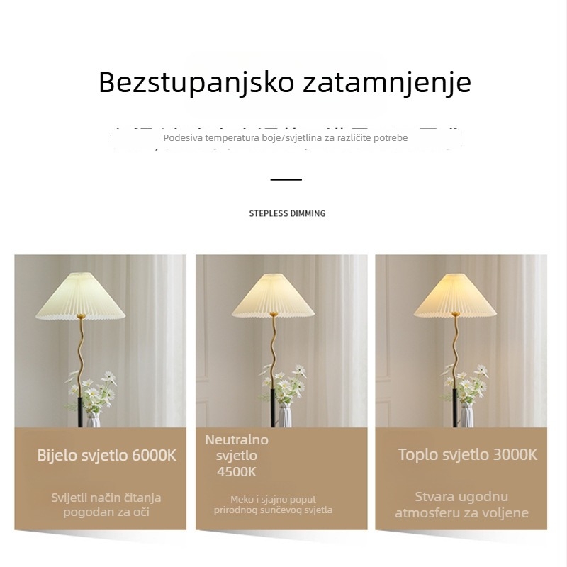 Prilagođena nordijska minimalistička LED podna svjetiljka za dnevni boravak i spavaću sobu, dizajn od željeza, crna ili bijela završna obrada
