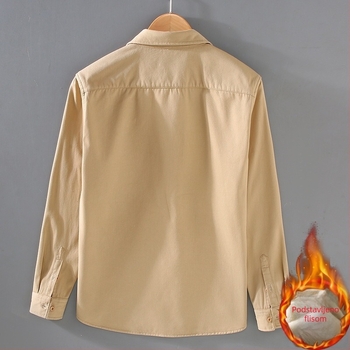 2386 Muška radna košulja s flis podstavom, zimska, dugi rukav, retro casual stil, topla i svestrana