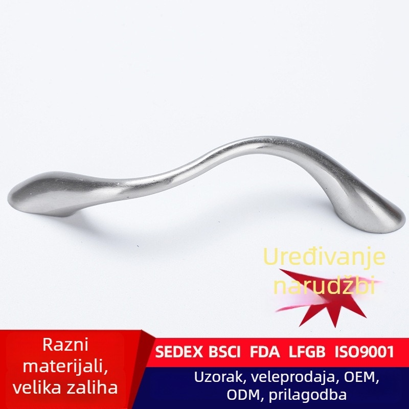 S-211 Retro crna zakrivljena ručka za ormar, klasični stil, minimalistička ručka za ladicu