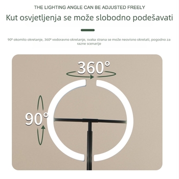 Nordijska podna svjetiljka s integriranim skladišnim regalom i bočnim stolom uz kauč, bežični punjač i ambijentalno osvjetljenje