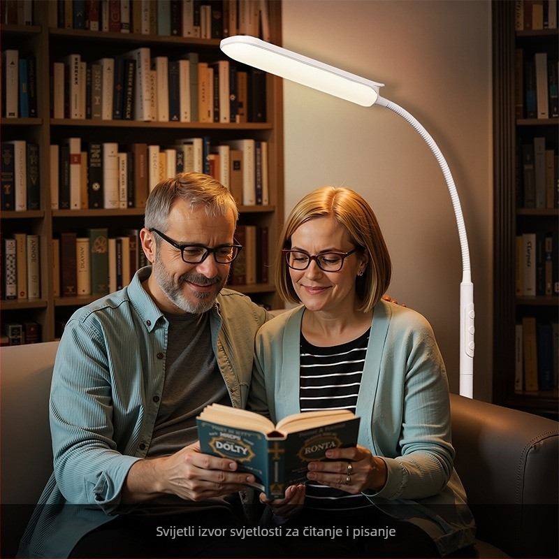 LED stojeća lampa s fleksibilnim vratom i zaštitom očiju, daljinsko upravljanje, višefunkcijsko podešavanje osvjetljenja, tajmer, rotacija i prilagođavanje za čitanje u spavaćoj sobi.