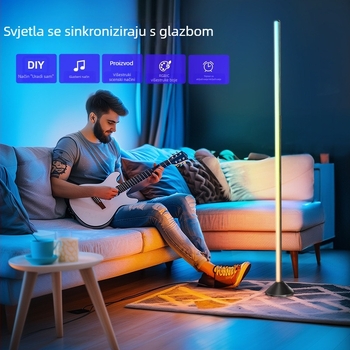 Pametna kutna lampa za bar s pet Wi‑Fi kanala, podna rasvjeta za dnevni boravak i spavaću sobu, LED CW zvukom aktivirana lampica