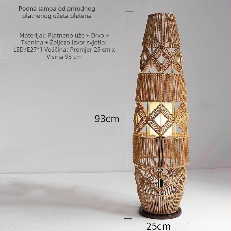Podna lampa retro tatami, kineski zen stil, rattan dizajn za čajnu sobu, pogodna za dnevni boravak i spavaću sobu