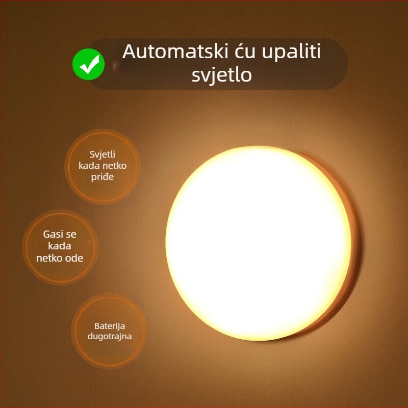 LED noćna lampica s senzorom pokreta, dodirnim upravljanjem, USB napajanje, glasovno i svjetlosno upravljanje za garderobu i hodnik