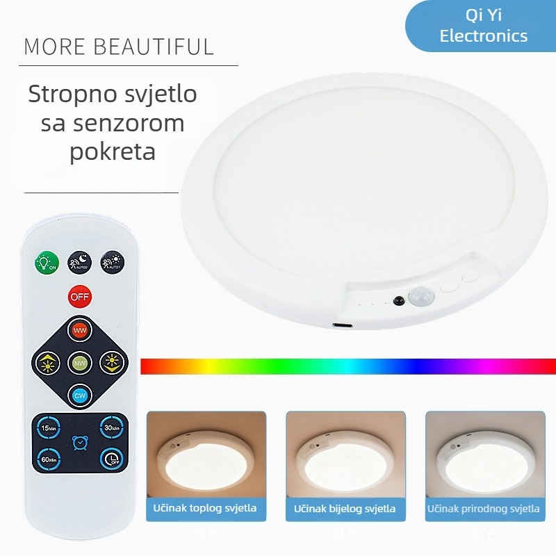 Noćna lampa s senzorom pokreta i magnetskim punjenjem za hodnik, s tri boje temperatura svjetla