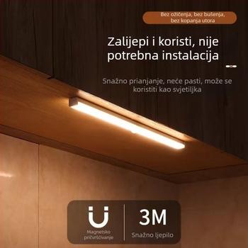 LGZM-001 USB punjiva LED senzor noćna svjetiljka za ormariće i ulazna područja, magnetska traka, bijela ili topla svjetlost, promjenjiva rasvjeta, duljine 10–50 cm