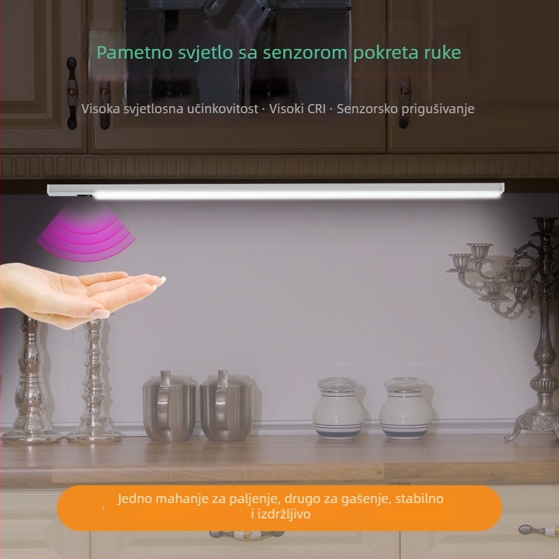 LED svjetlo za ormarić sa senzorom pokreta, USB regulacijom svjetline, noćna lampica za spavaću sobu s upravljanjem gestom