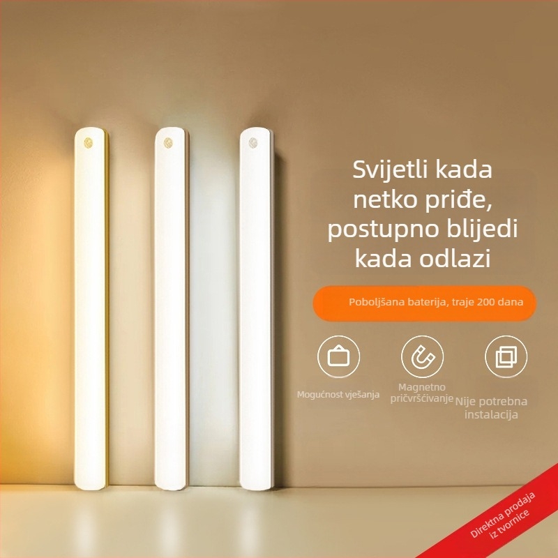 Senzorsko LED svjetlo s magnetskim pričvršćivanjem na ormarić, noćna svjetiljka za hodnik i spavaću sobu