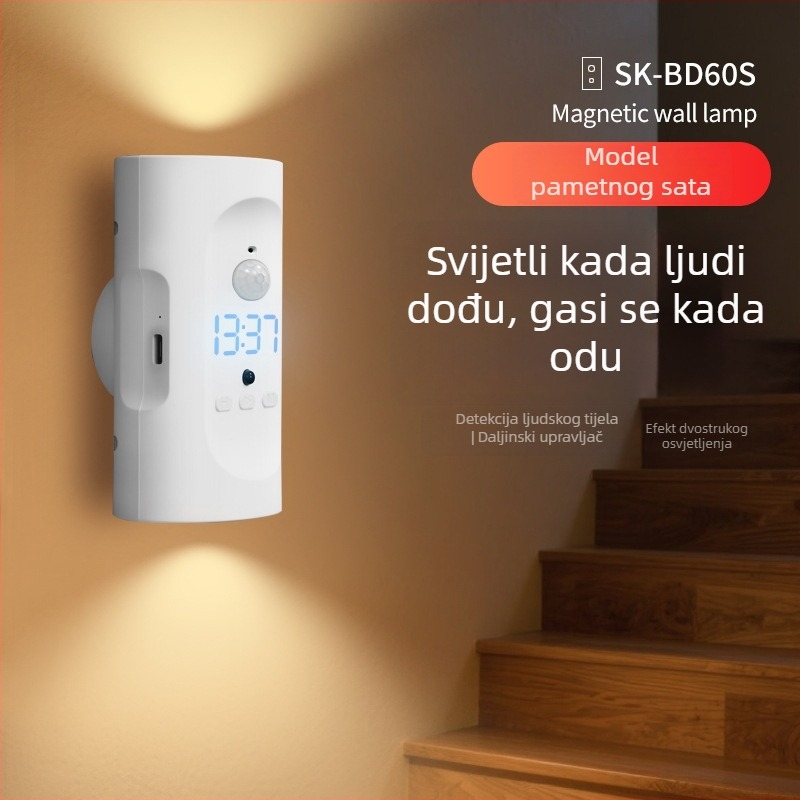 Bežična magnetska noćna svjetiljka za zid, bez žica i bušenja, USB napajanje, daljinsko upravljanje, ambijentalno osvjetljenje za spavaću sobu