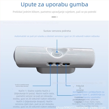Višebojna punjiva zidna svjetiljka s senzorom pokreta, noćna lampica u obliku brda s dvostrukim mačjim očima za ambijentalno osvjetljenje