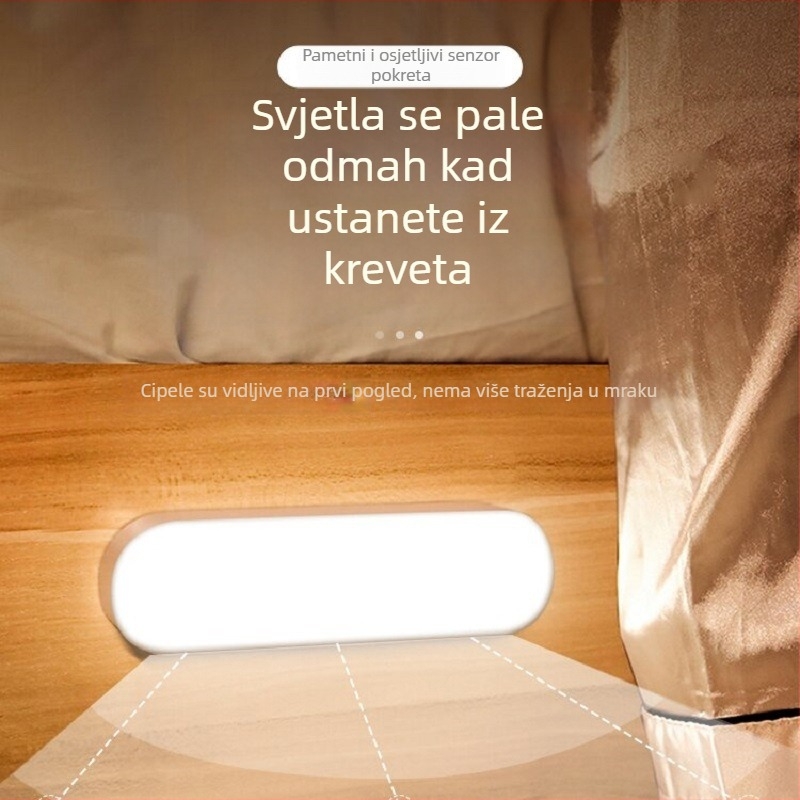 Noćna lampica sa senzorom pokreta, USB punjenje, glasovno upravljanje, bežična za spavaću sobu i hodnik