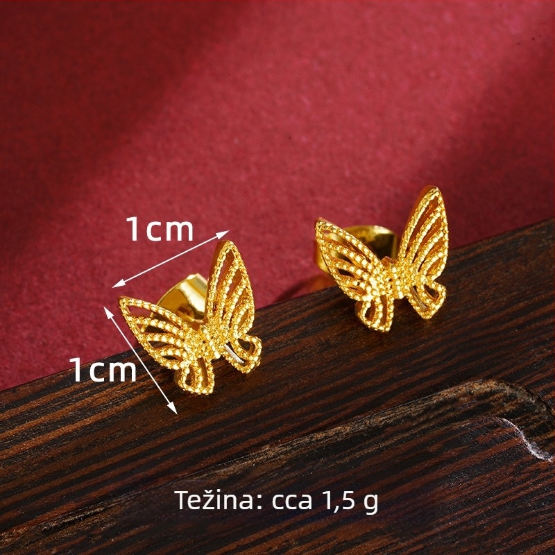 Set nakita s izrezanim leptirima, završetak pijeskovozlat – ogrlica, prsten i naušnice