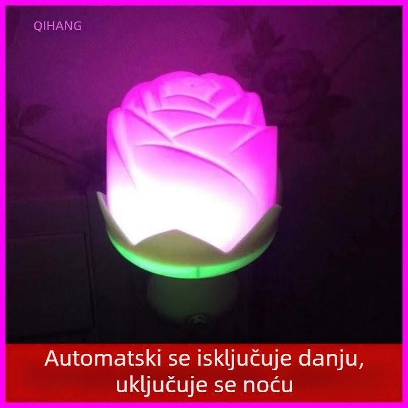 LED crtani ružičasti noćni lampić s utičnicom, senzorska lampica za hranjenje djeteta