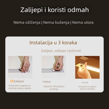 Pametna LED punjiva svjetiljka sa senzorom i otkrivanjem tijela, noćna svjetiljka za spavaću sobu, stolna lampa, magnetska LED traka, tri temperature boje