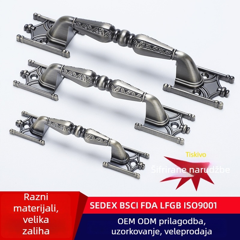 H-517 Bronzana vintage moderna ručka za ladice i vrata, za garderobu i kuhinjske ormariće, od legure cinka