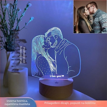 Akrilna noćna lampica na priključak, 3D noćno svjetlo i otisak logotipa