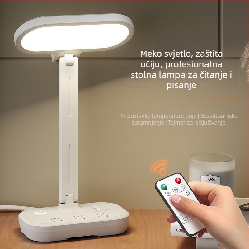 Stolna lampa s zaštitom vida za učenje i čitanje, priključnim napajanjem, pogodna za djecu, ured, studentski dom i spavaću sobu
