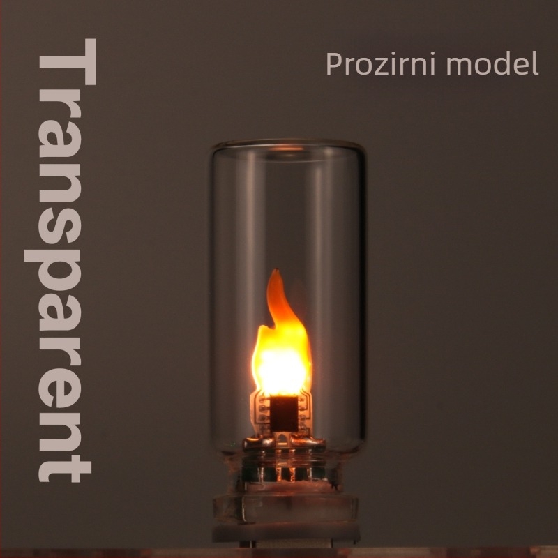 LED lampica s plamenom, realističan plamen, digitalna svijeća, noćna svjetiljka, stakleno sjenilo, mrežno napajanje, model RX9008