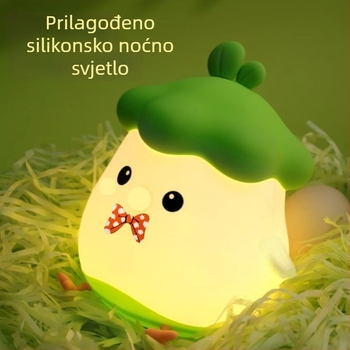Prilagođena silikon noćna lampica s abažurom, USB punjenje, 3 razine hladne/tople svjetlosti, karikatura dizajn, 18 cm