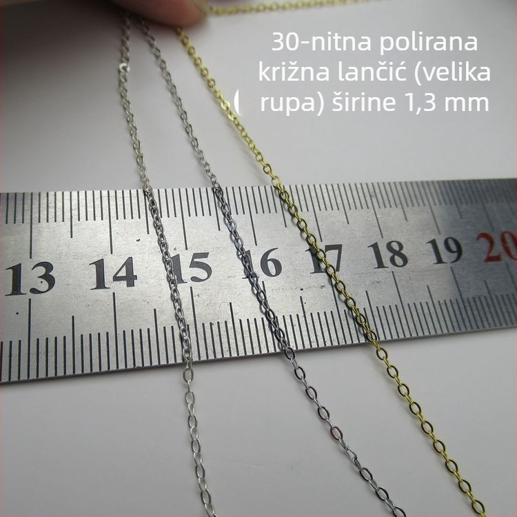Materijali za DIY nakit od srebra 925: lanac u obliku O, polirani križni lanac, veća količina poluzavršenih lanaca, dodaci s resicama