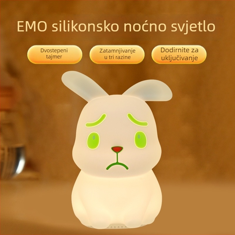 Noćna lampica sa kremastim zecom za dječju sobu, USB stolna lampica