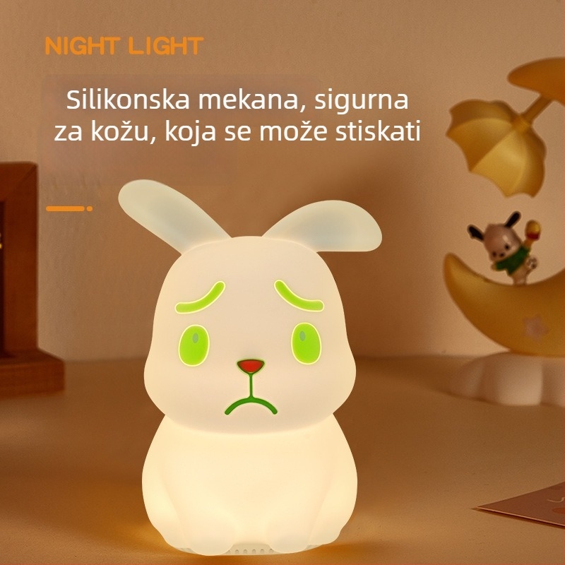 Noćna lampica sa kremastim zecom za dječju sobu, USB stolna lampica