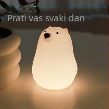 Silikonska noćna lampica u obliku malog bijelog mede, USB punjiva, svjetlo za dječju sobu, LED