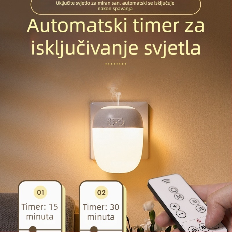 Daljinski upravljana noćna svjetiljka za spavaću sobu, 220V, senzor svjetla, zaštita očiju, lampica za hranjenje bebe i noćna svjetiljka za djecu s funkcijom repelenta protiv komaraca