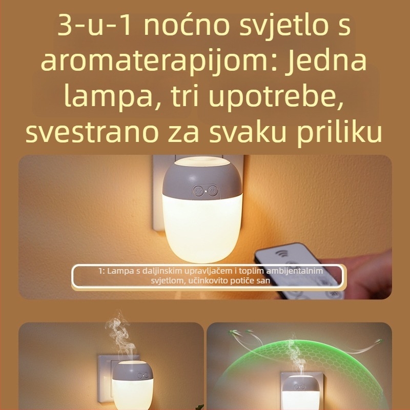 Daljinski upravljana noćna svjetiljka za spavaću sobu, 220V, senzor svjetla, zaštita očiju, lampica za hranjenje bebe i noćna svjetiljka za djecu s funkcijom repelenta protiv komaraca