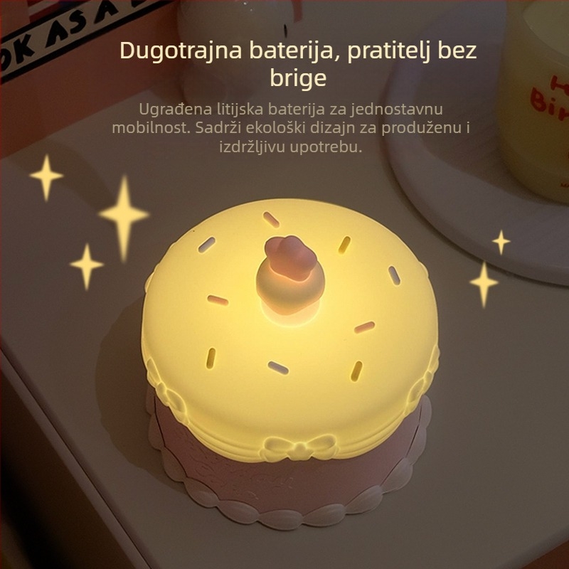 Noćna svjetiljka u obliku torte, kreativna i slatka, s ambijentalnim svjetlom, idealan rođendanski poklon za djecu, djevojke ili najbolje prijateljice, s podešavanjem jačine svjetla