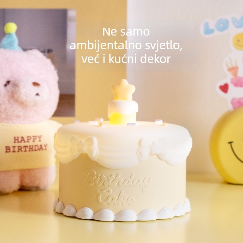 Noćna svjetiljka u obliku torte, kreativna i slatka, s ambijentalnim svjetlom, idealan rođendanski poklon za djecu, djevojke ili najbolje prijateljice, s podešavanjem jačine svjetla