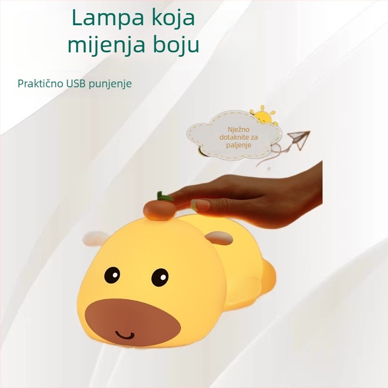 Capybara silikonska noćna lampica USB punjiva, za spavaću sobu i dojenje djeteta, promjenjiva boja, dekorativni ornament