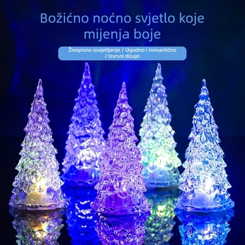 Akrilno božićno drvce – noćna LED lampica, višebojna