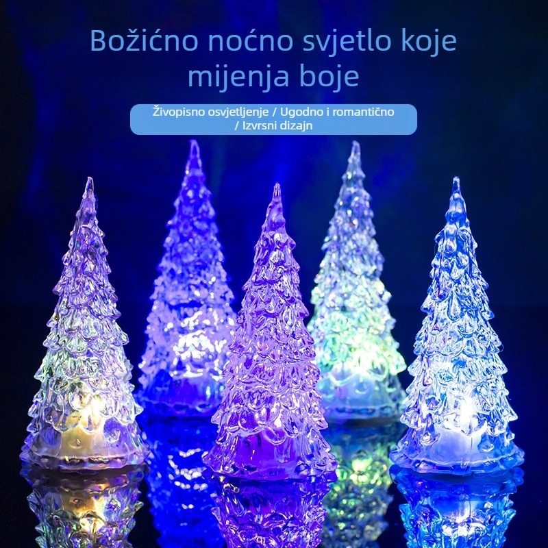 Akrilno božićno drvce – noćna LED lampica, višebojna