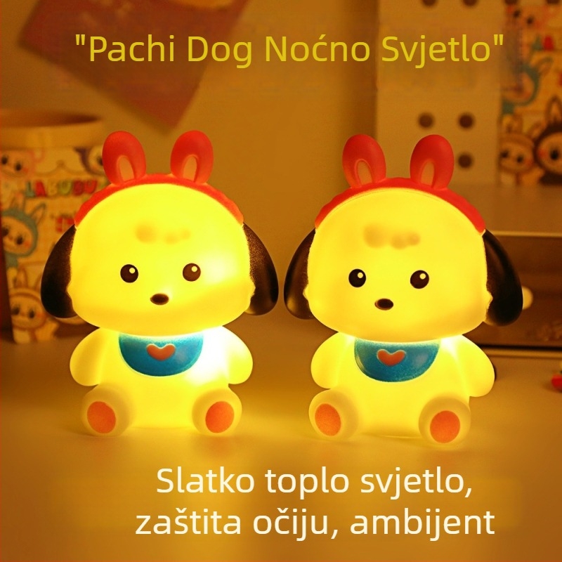 Kreativno crtano štene u šeširu – noćna svjetiljka, dekorativna igračka za poklon