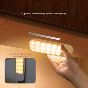 3-kolorna LED zidna svjetiljka s senzorom pokreta, USB punjiva, ultra-tanka magnetska svjetiljka za ormariće