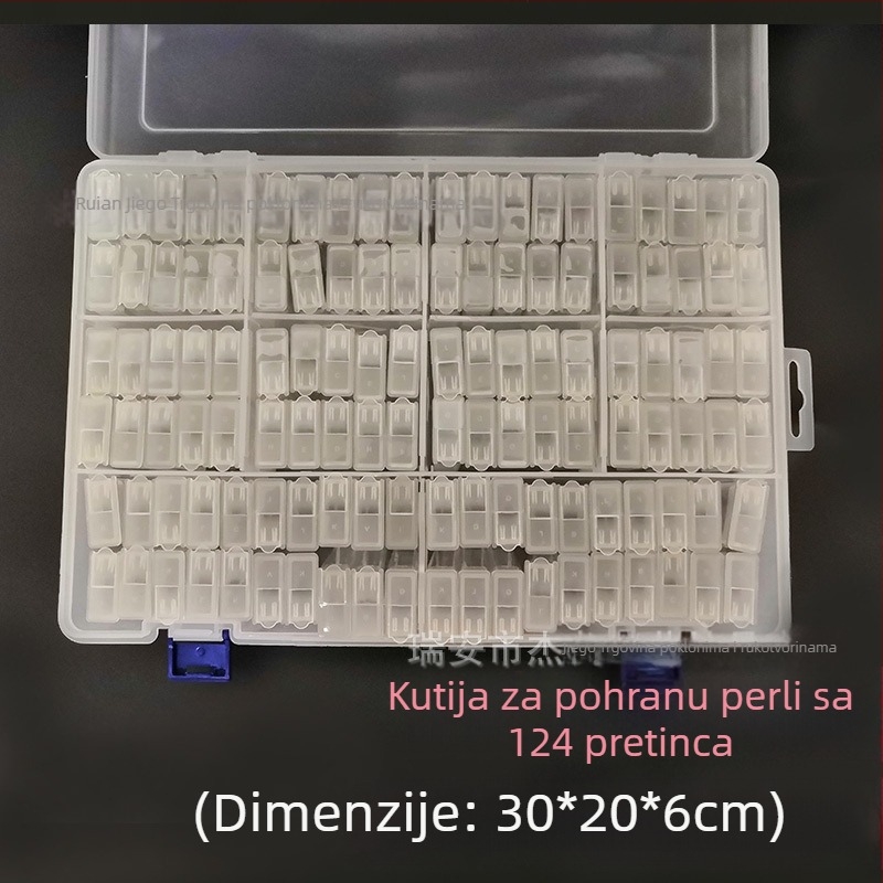 Kutija za skladištenje rižastih perlica s 124 odjeljka, prozirna kutija alata za crtanje dijamantima