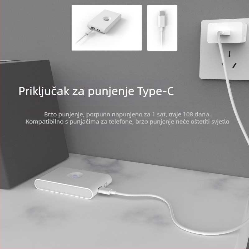 Punljiva noćna lampica s senzorom tijela, noćno svjetlo za zaštitu očiju, za hodnik i kupaonicu, idealno za noćno dojenje