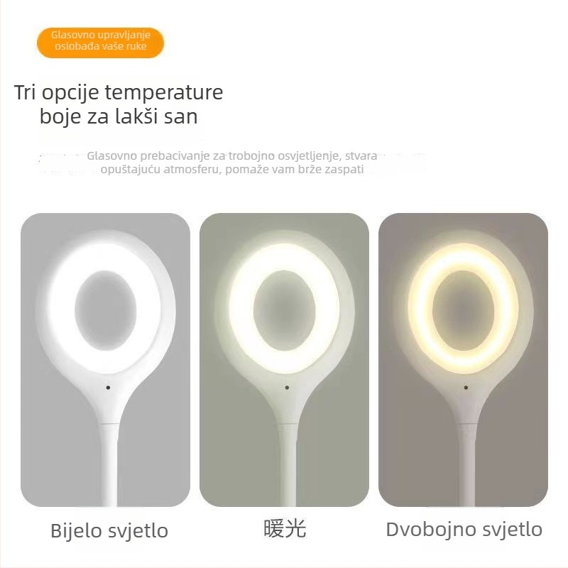 Lampa za noćno osvjetljenje s glasovnim upravljanjem za spavaću sobu, ambijentalna rasvjeta kraj kreveta, USB napajanje, nježna prema očima, moderan minimalistički dizajn