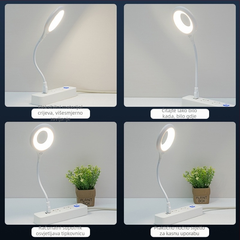Lampa za noćno osvjetljenje s glasovnim upravljanjem za spavaću sobu, ambijentalna rasvjeta kraj kreveta, USB napajanje, nježna prema očima, moderan minimalistički dizajn