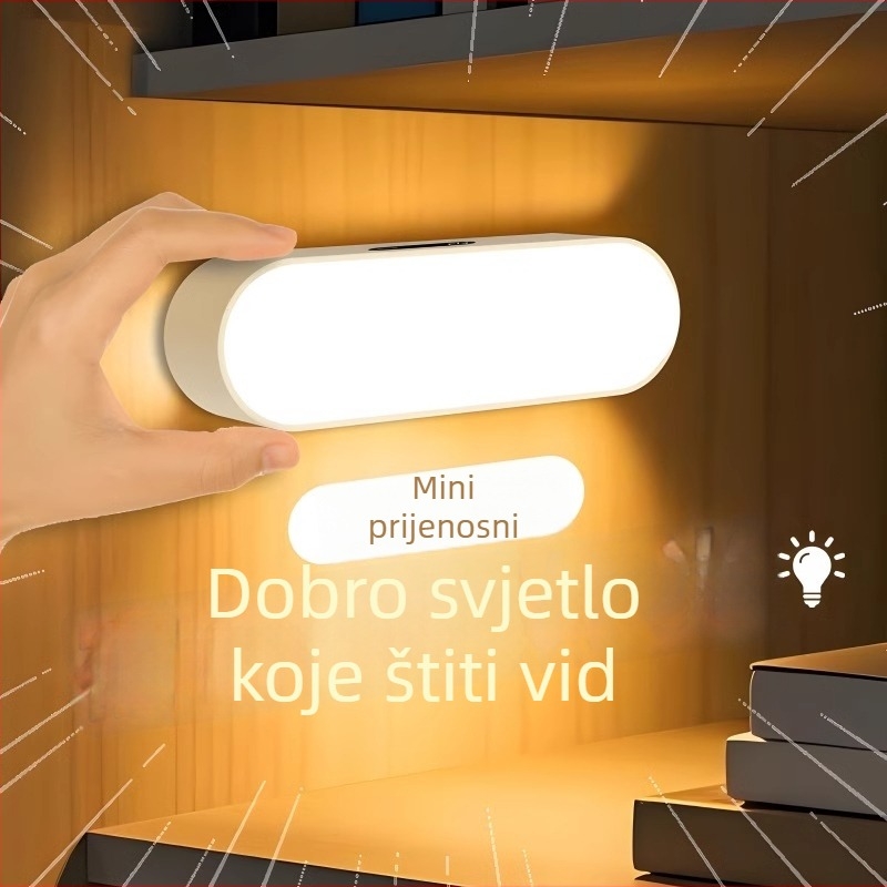 LED noćna lampica za studentski dom s promjenom boja u tri boje, zaštita očiju, stolna lampa na noćnom ormariću s magnetskim držačem i ugrađenom baterijom