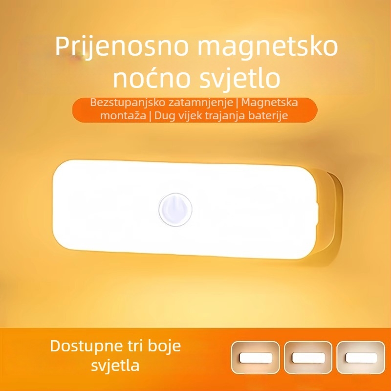 LED noćna lampica za studentski dom s promjenom boja u tri boje, zaštita očiju, stolna lampa na noćnom ormariću s magnetskim držačem i ugrađenom baterijom