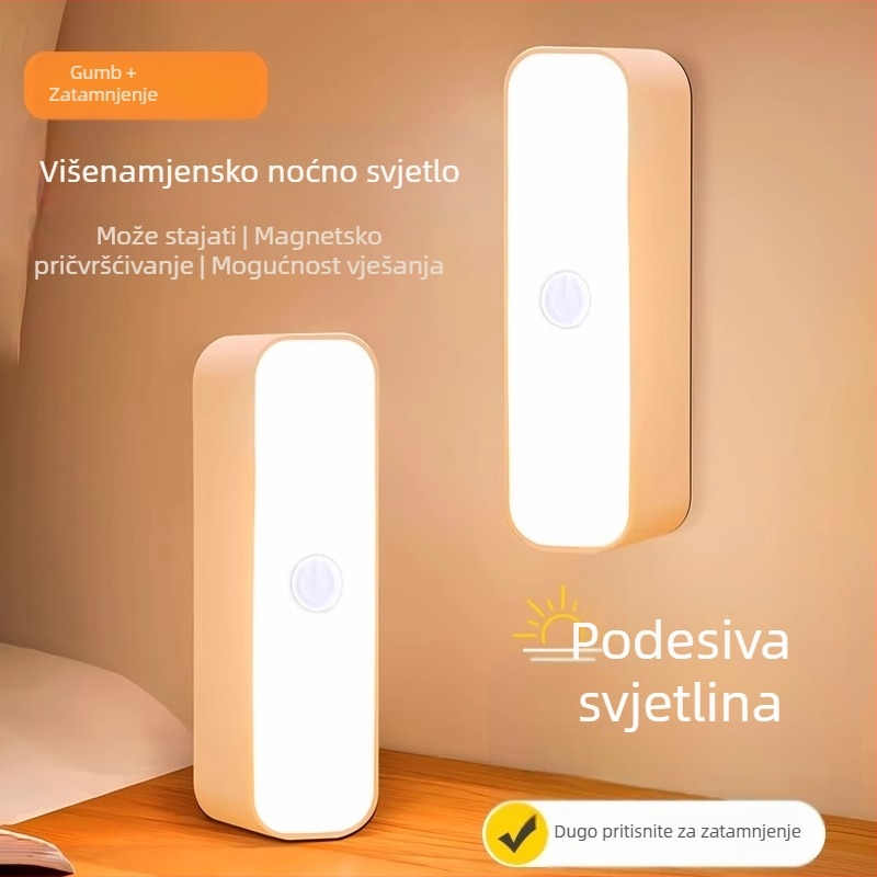 LED noćna lampica za studentski dom s promjenom boja u tri boje, zaštita očiju, stolna lampa na noćnom ormariću s magnetskim držačem i ugrađenom baterijom