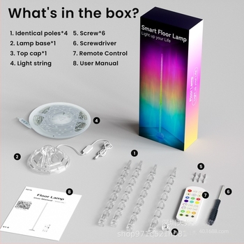 RGBIC kristalna podna lampa s Bluetooth aplikacijom i daljinskim upravljanjem, pametna kutna svjetiljka, osvjetljenje aktivirano glazbom