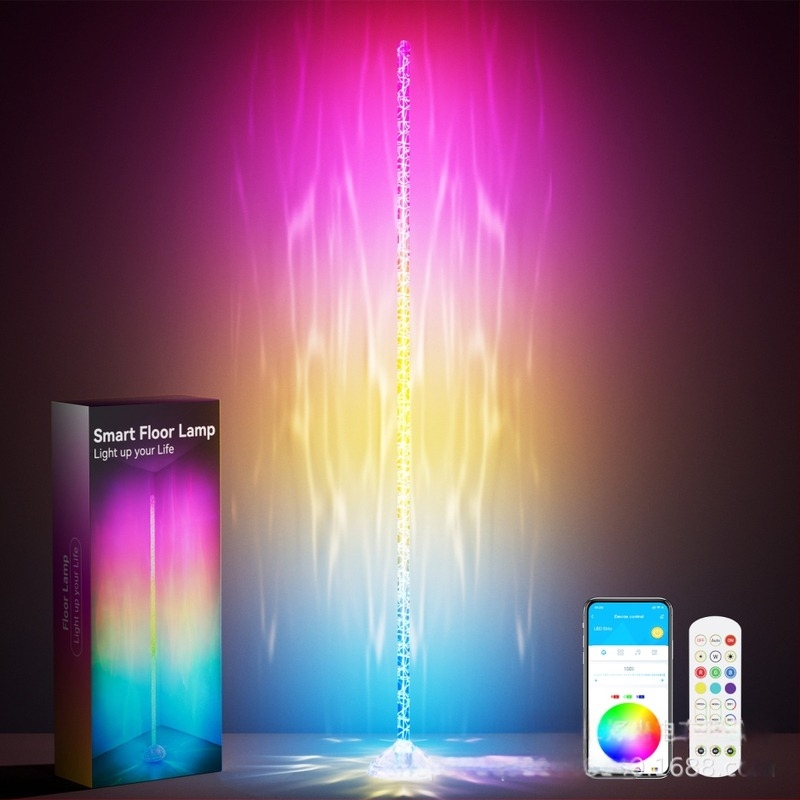 RGBIC kristalna podna lampa s Bluetooth aplikacijom i daljinskim upravljanjem, pametna kutna svjetiljka, osvjetljenje aktivirano glazbom