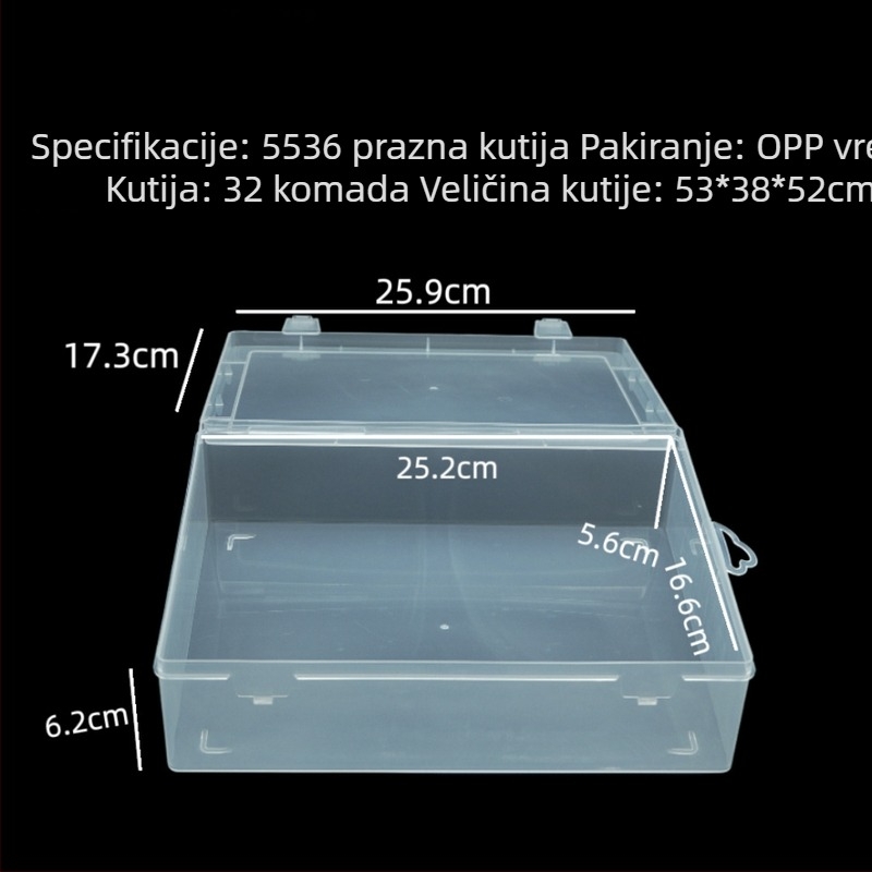 Prozirna pravokutna plastična kutija za elektroničke komponente i skladištenje alata – kutija za prikaz uzoraka