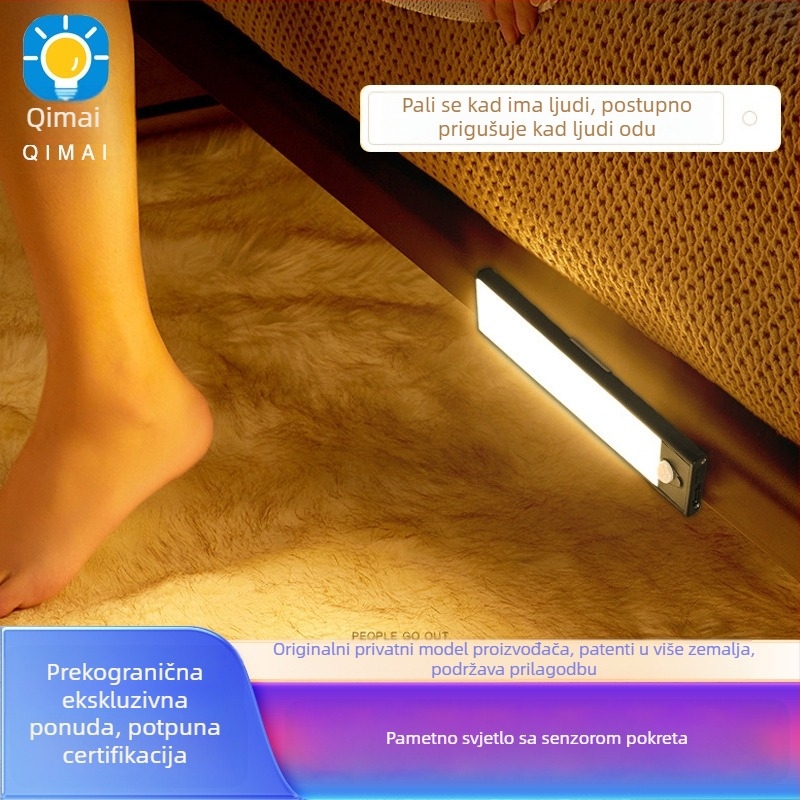 Ultra-tanka LED lampica sa senzorom pokreta za ormariće, garderobu, hodnik i vinsku vitrinu – magnetsko postavljanje, USB napajanje