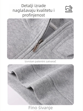 Muški fleece džemper za jesen/zimu – topao, debeo, ležernog kroja, stojeći ovratnik, dugi rukav